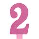 Giant Glitter Pink Number 2 Birthday Candle